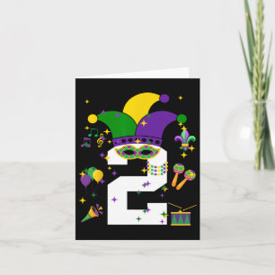 Peuter 2e verjaardag Mardi Gras thema 2 jaar oud Kaart