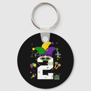 Peuter 2e verjaardag Mardi Gras thema 2 jaar oud Sleutelhanger
