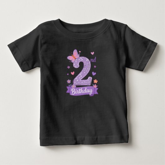 Peuter 2e verjaardag vlinder shirt (Voorkant)