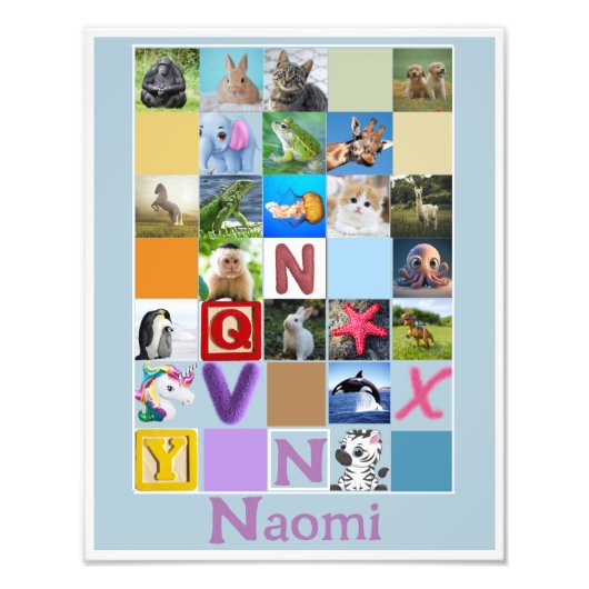 Peuter alfabet dierlijke Poster gepersonaliseerd (Voorkant)