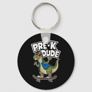 Peuter gast dinosaurus skateboarden kleuterschool sleutelhanger