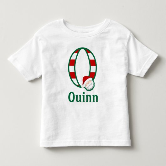 Peuter Gestreept Santa Christmas Shirt monogram Q (Voorkant)