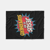 Peuter Jesus is mijn superheld Christelijk Godszoo Fleece Deken (Voorkant (Horizontaal))