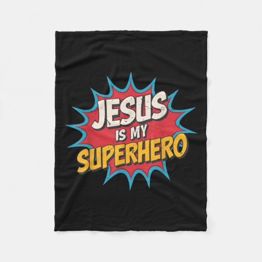 Peuter Jesus is mijn superheld Christelijk Godszoo Fleece Deken (Voorkant)