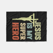 Peuter Jesus is mijn superheld Christelijk Godszoo Fleece Deken (Voorkant (Horizontaal))