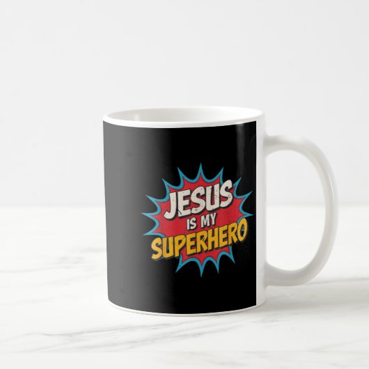 Peuter Jesus is mijn superheld Christelijk Godszoo Koffiemok (Rechts)