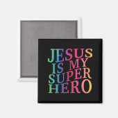Peuter Jesus is mijn superheld Christelijk Godszoo Magneet (Voorkant / Achterkant)