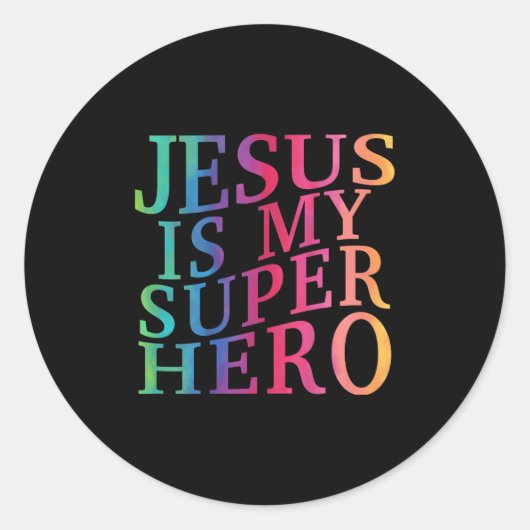 Peuter Jesus is mijn superheld Christelijk Godszoo Ronde Sticker (Voorkant)