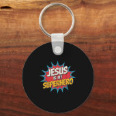 Peuter Jesus is mijn superheld Christelijk Godszoo Sleutelhanger (Voorkant)