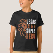 Peuter Jesus is mijn superheld Christelijk Godszoo T-shirt (Voorkant)