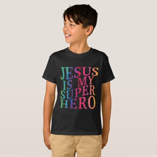 Peuter Jesus is mijn superheld Christelijk Godszoo T-shirt (Voorkant volledig)