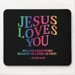 Peuter Jesus Loves You Witte Christelijke God Son Muismat