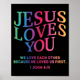 Peuter Jesus Loves You Witte Christelijke God Son Poster