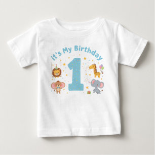Peuter Jongen 1e Verjaardag T-shirt Cartoon Dieren