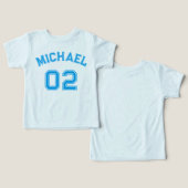 Peuter Jongen Blauw Naam Jersey Nummer Sport Katoe (Ontwerp Voorkant & Achterkant)