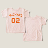 Peuter Jongen Oranje Naam Jersey Nummer Soft Sport (Ontwerp Voorkant & Achterkant)