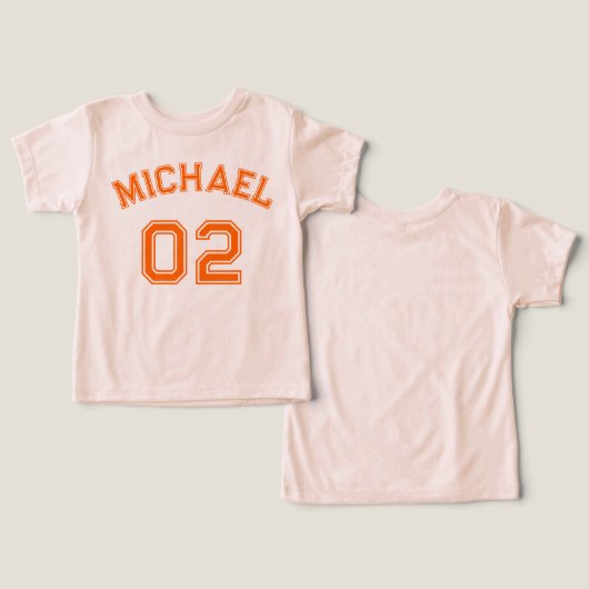 Peuter Jongen Oranje Naam Jersey Nummer Soft Sport (Ontwerp Voorkant & Achterkant)