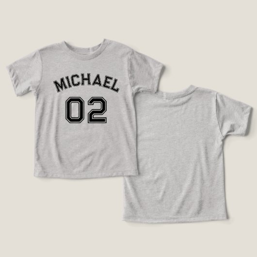 Peuter Jongen Zwart Naam Jersey Nummer Sport Katoe (Ontwerp Voorkant & Achterkant)