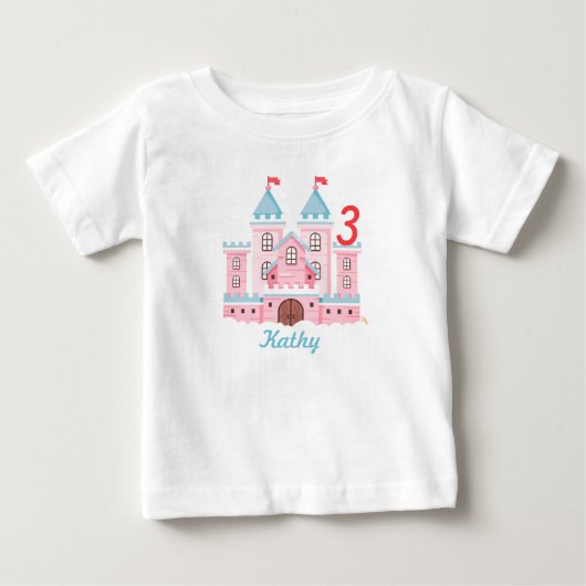 Peuter Kasteel Eigen Naam Leeftijd T-Shirt (Voorkant)
