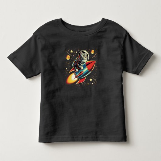 Peuter kat op een raket T-shirt! Kinder Shirts (Voorkant)