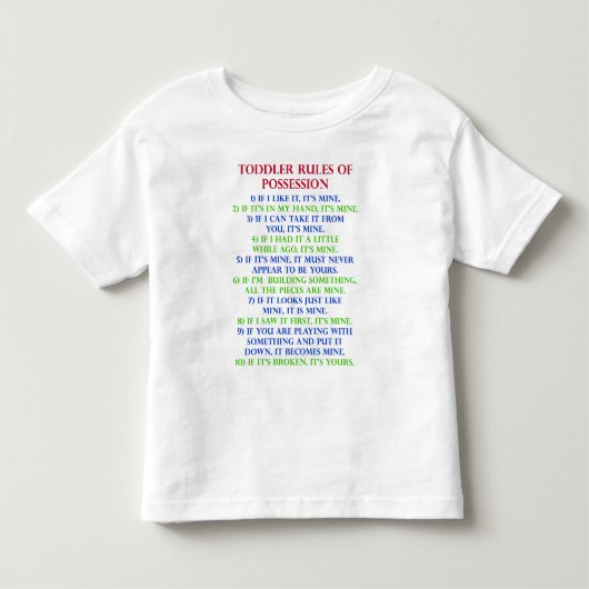 Peuter Kind Regels Van Eigendom Grappige T-Shirt (Voorkant)