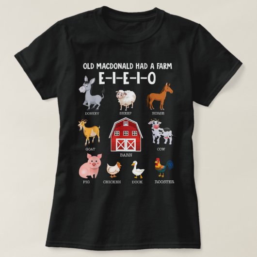 Peuter Kinder boerderijdieren Oude MacDonald had e T-shirt (Design voorkant)