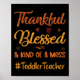 Peuter Leraar Dankbaar Gezegend Thanksgiving herfs Poster