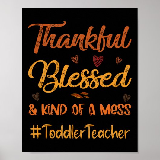 Peuter Leraar Dankbaar Gezegend Thanksgiving herfs Poster (Voorkant)