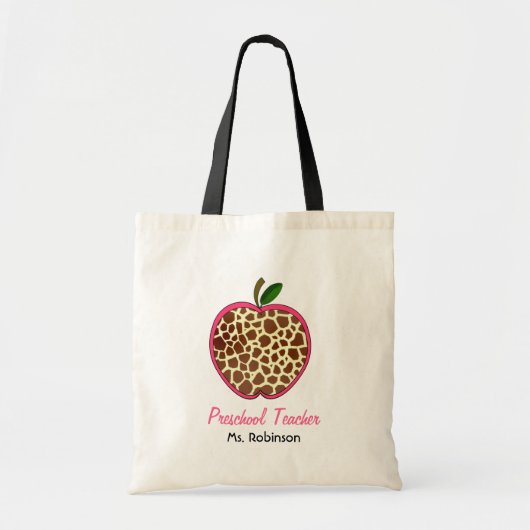 Peuter Leraar - de Druk Apple van de Giraffe Tote Bag (Voorkant)