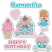 Peuter Meisje Verjaardag Sticker Set (Voorkant)