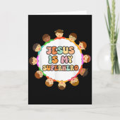 Peuter Meisjes Jezus Is Mijn Superheldin Christeli Kaart (Voorkant)