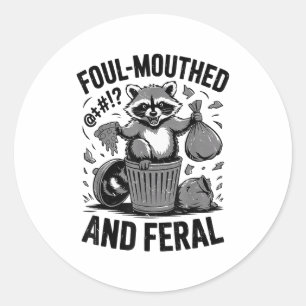 Peuter met grove taal & Wilde wasbeermeme grappig Ronde Sticker
