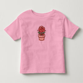 Peuter roze T-shirt met een mooie roos cyclus.