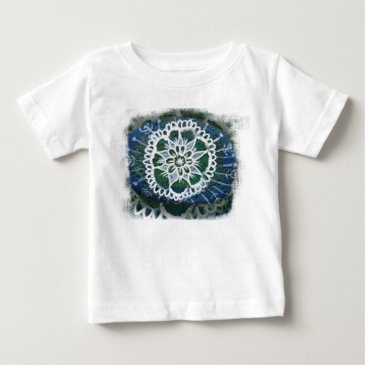 Peuter Ruffle T-shirt Witte mandala blauwe achterg (Voorkant)