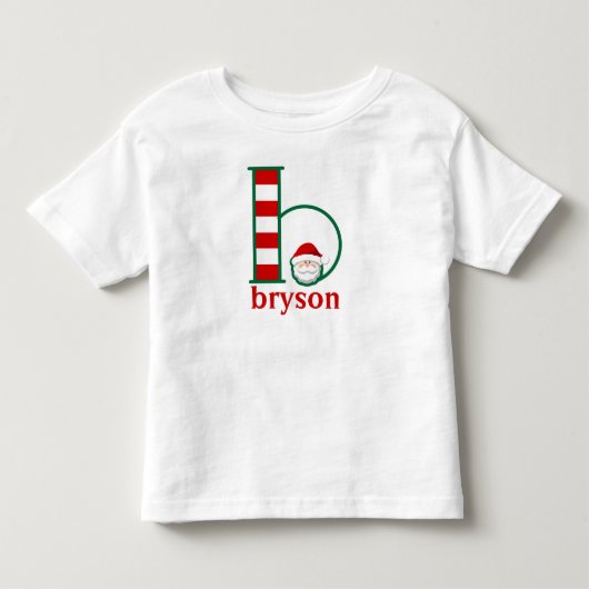 Peuter Santa Christmas Shirt monogram b (Voorkant)