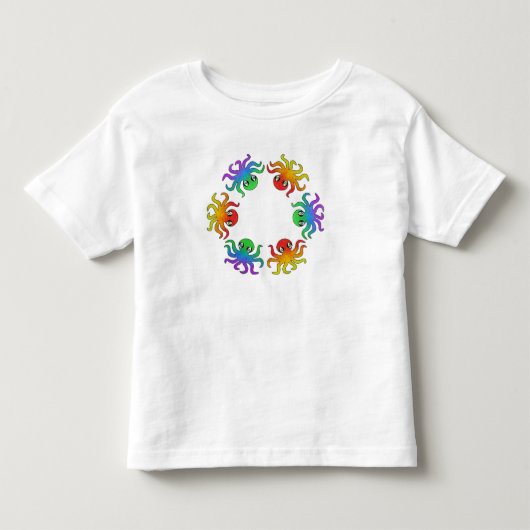 Peuter T-shirt - Verlopende Octopus (wit) (Voorkant)