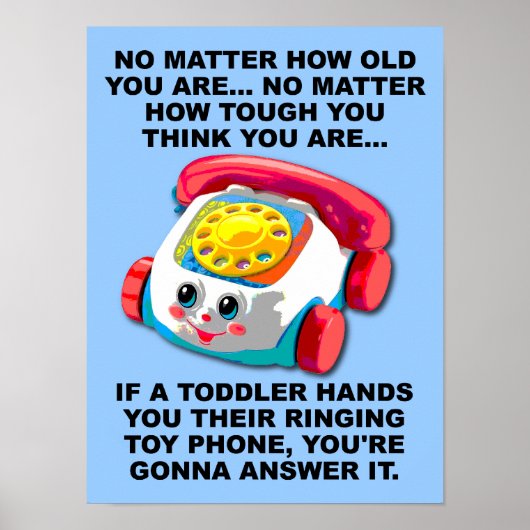 Peuter Telefoon Grappig Poster Bord (Voorkant)