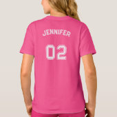Peuter Tiener Meisje Naam Jersey Nummer Roze Sport T-shirt (Achterkant)