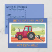 Peuter Tractor Verjaardag Uitnodiging (Voorkant / Achterkant)