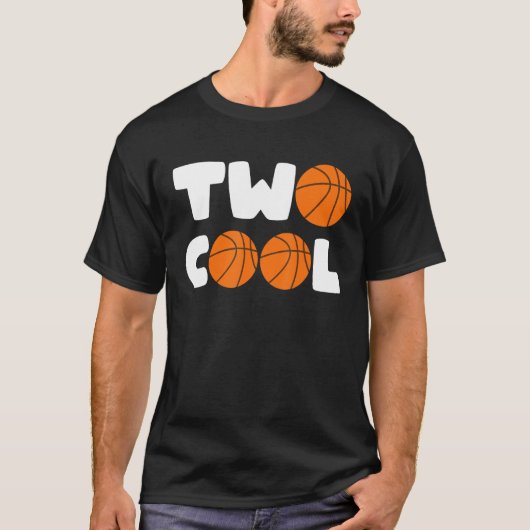 Peuter Twee Cool 2e Verjaardag Basketbal Thema 2 Y T-shirt (Voorkant)