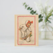  peuter voedt konijn met Pasen Briefkaart (Staand voorkant)