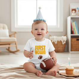 Peuter Voetbal Eerste Verjaardag 'First Down' T-sh