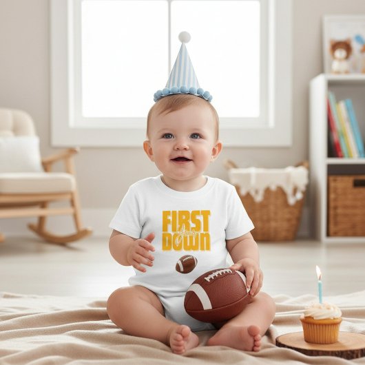 Peuter Voetbal Eerste Verjaardag 'First Down' T-sh