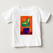 Peuter Whimsical Painted Potted Plant Art T-shirt