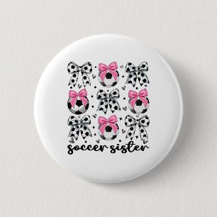 Peuter Zus Coquette Voetbal Boog Schattig Voetbal Ronde Button 5,7 Cm