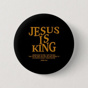Peuterjongen Jezus is Koning Witte Christelijke Go Ronde Button 5,7 Cm