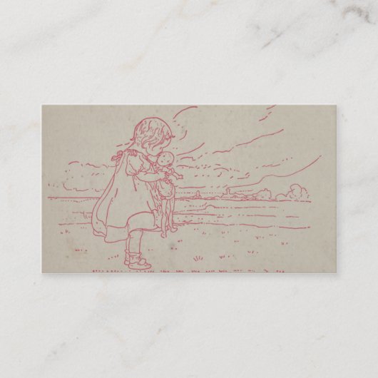  peutermeisje met baby pop visitekaartje (Voorkant)