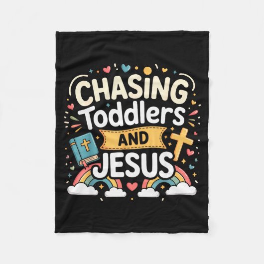 Peuters achterna en Jezus _1  Fleece Deken (Voorkant)