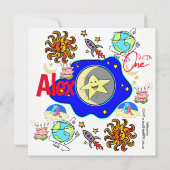 peuters eerste baby verjaardagsuitnodiging kaart (Achterkant)