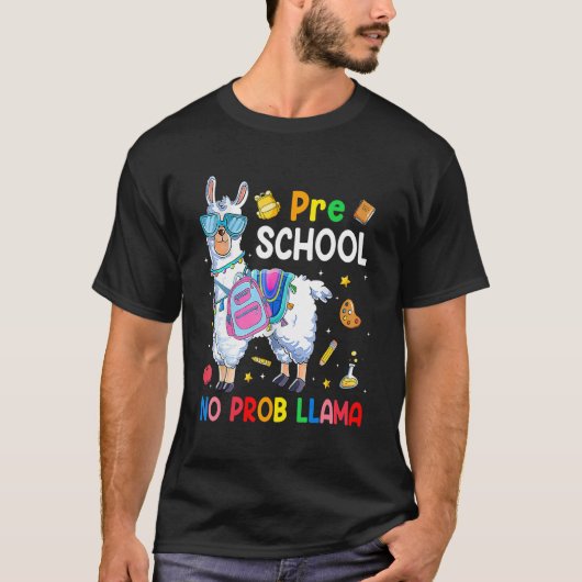 Peuterschool Geen Prob Llama Terug Naar School Out T-shirt (Voorkant)
